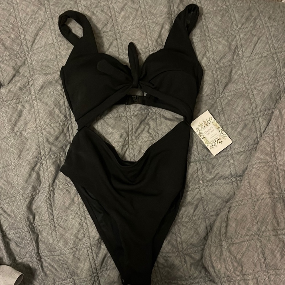 Black one piece swim suit